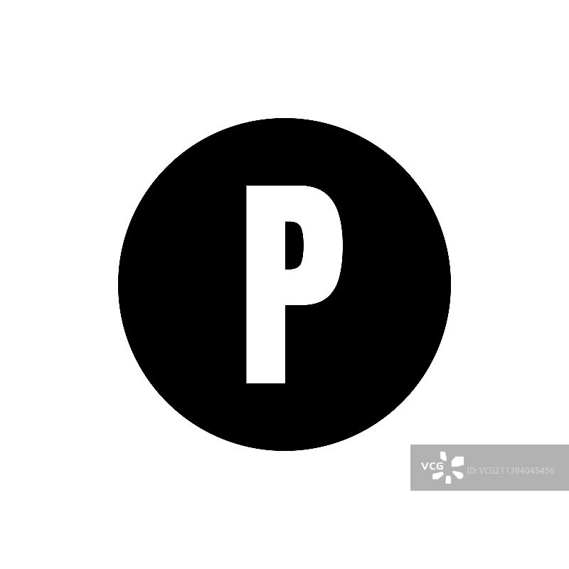 字母p与圆固体图标风格合适图片素材