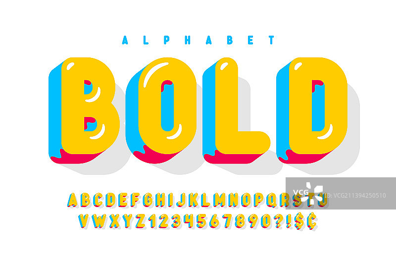 新潮的3d滑稽设计彩色字母表图片素材