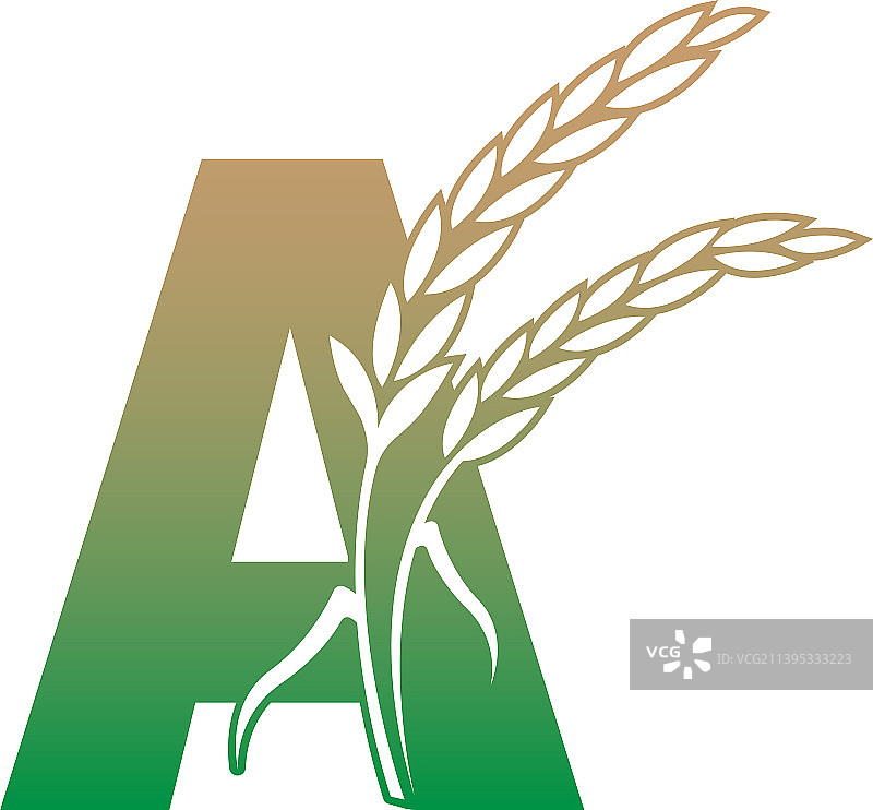 字母a与水稻植物图标模板图片素材