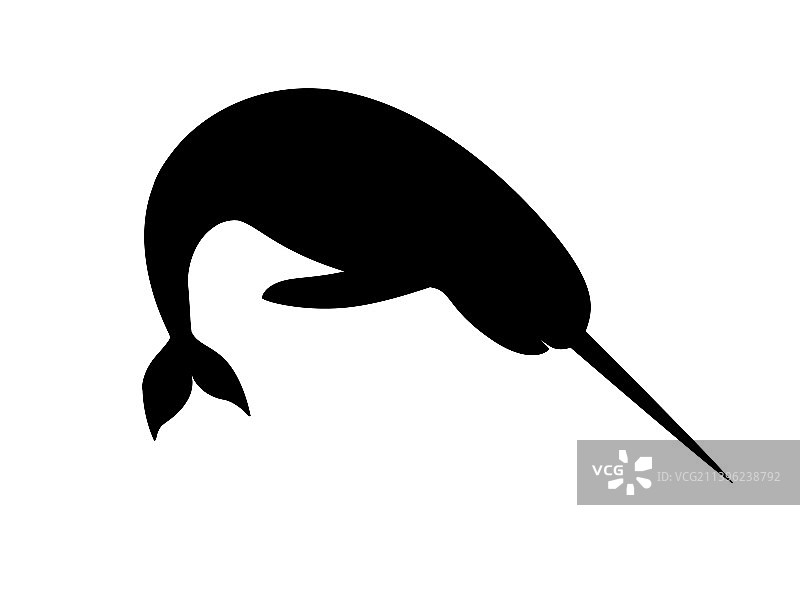 黑色轮廓的独角鲸齿兽图片素材