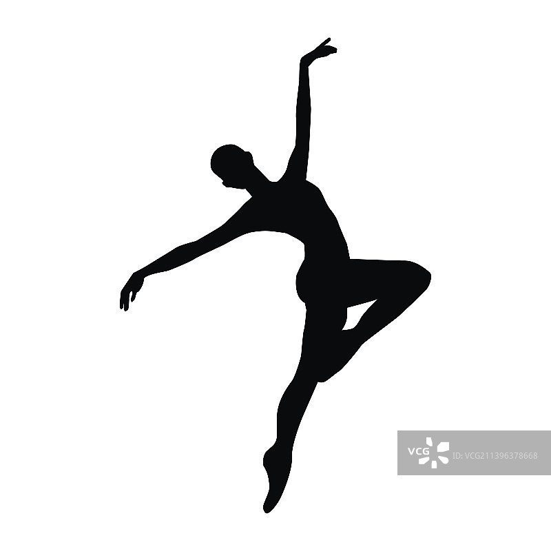 芭蕾舞者的剪影黑色孤立图片素材