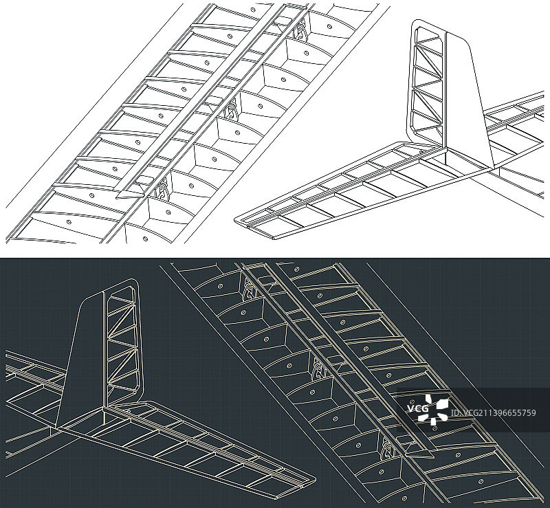 这是滑翔机机翼和尾翼的设计图图片素材