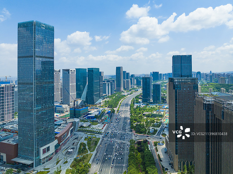 山东济南中央商务区济南cbd高楼航拍图片素材