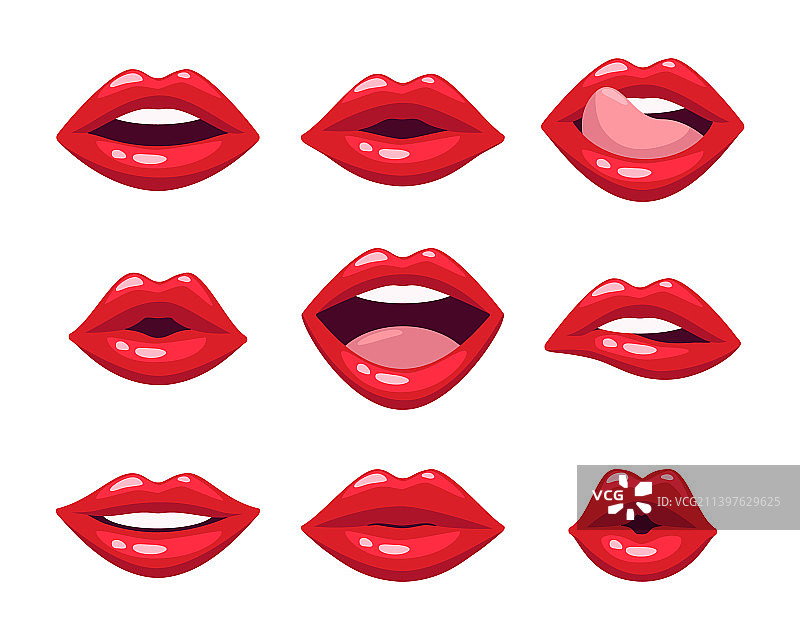性感的女人或女孩的嘴唇扁平图片素材