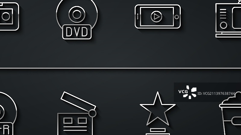 设置线VHS视频磁带CD或DVD磁盘图片素材