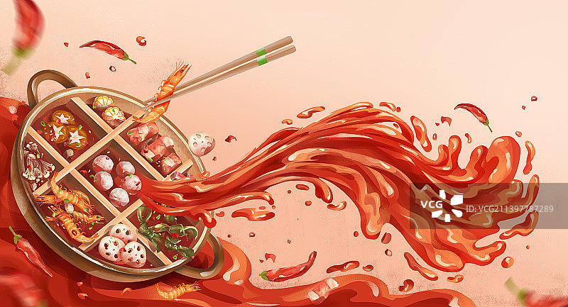 中国传统美食之火锅插画图片素材