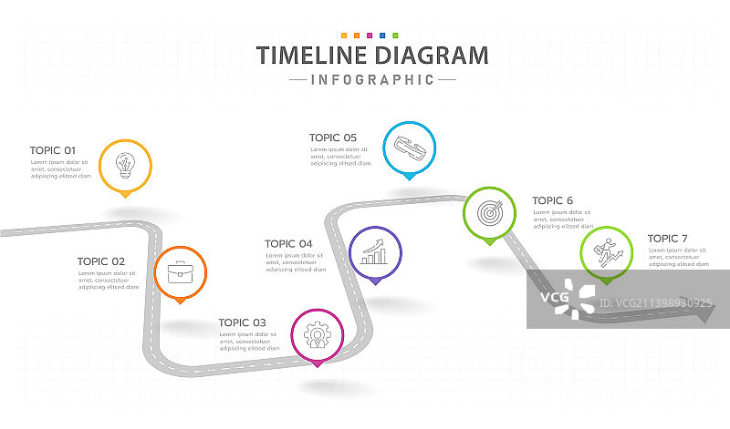 信息图7个步骤带箭头的时间轴图图片素材