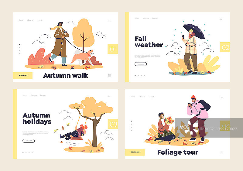 秋天在公园散步和秋天的天气概念图片素材