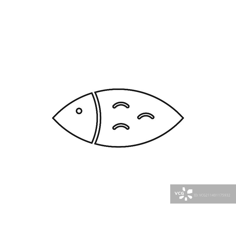 简单轮廓鱼图标在白色背景图片素材