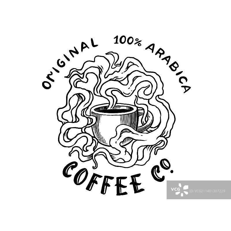 咖啡店标志和标志杯的饮料拿铁图片素材