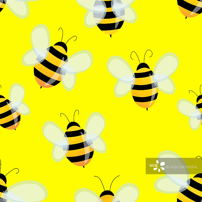 无缝模式与蜜蜂的彩色背景图片素材