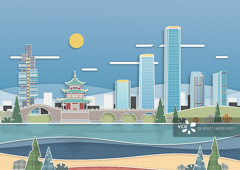 贵阳城市地标建筑插画图片素材