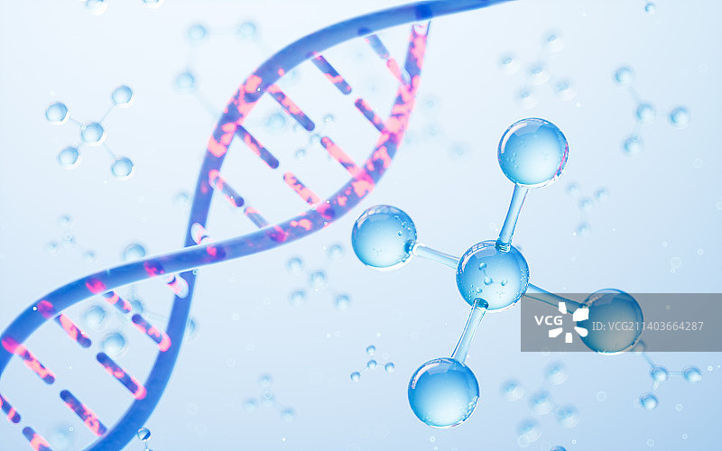DNA与分子结构背景3D渲染图片素材