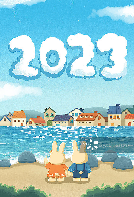2023年兔年新年插画图片素材