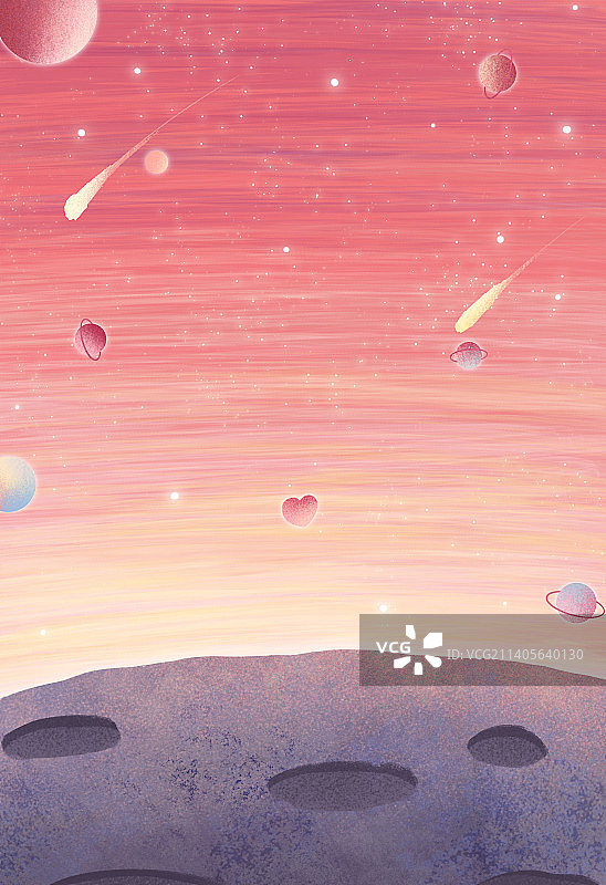 粉红色星空背景插画图片素材