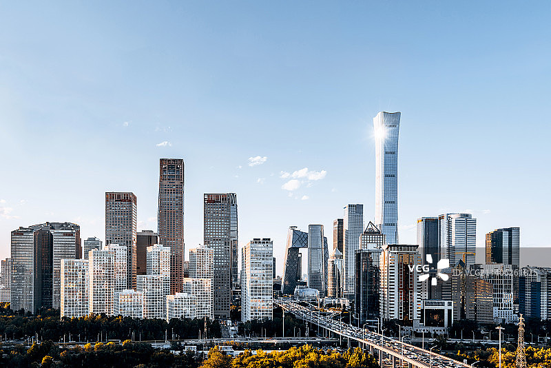 中国北京CBD建筑群晴天风光图片素材