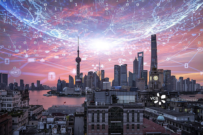 上海城市建筑风光大数据概念图片素材