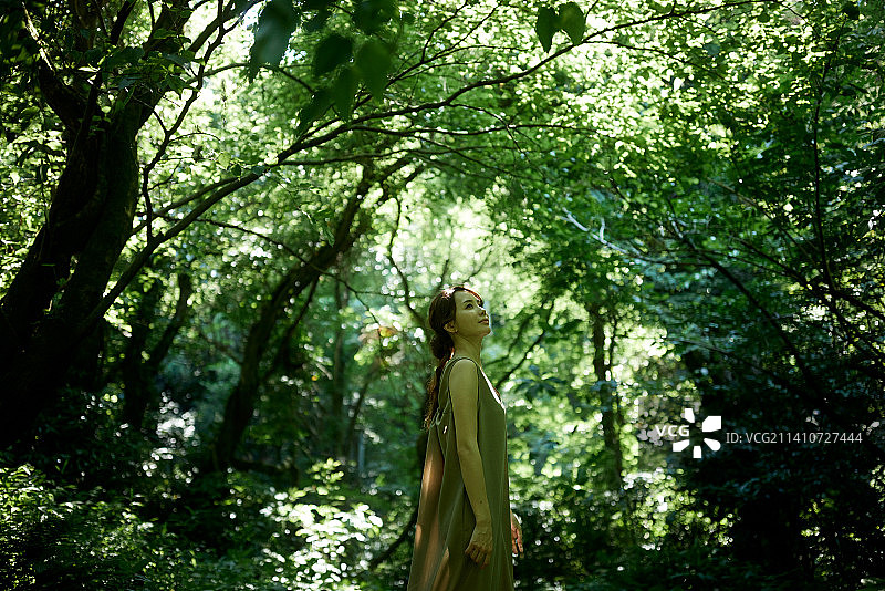 森林里的日本女人图片素材