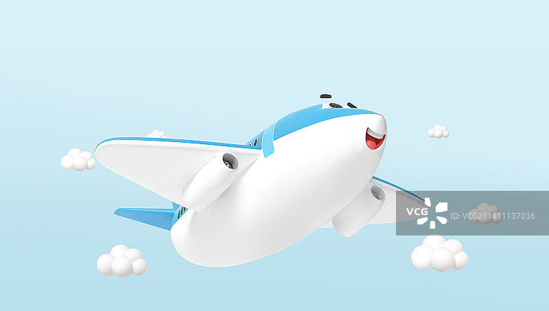 可爱的3D渲染运输飞机角色图片素材