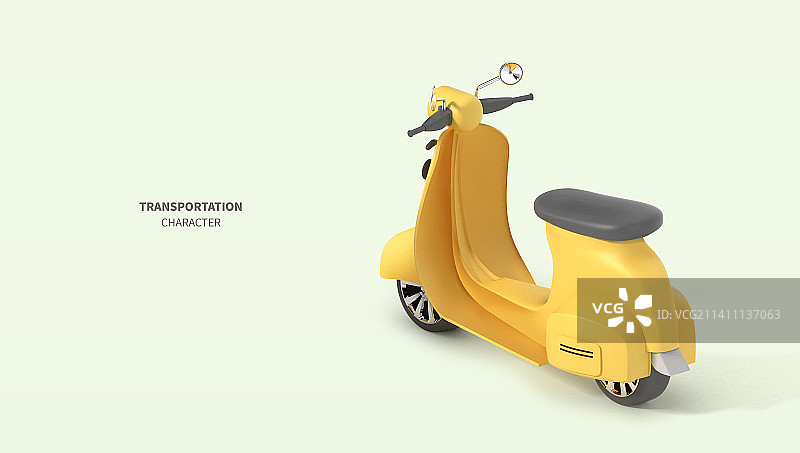 可爱的3D渲染运输滑板车的角色图片素材