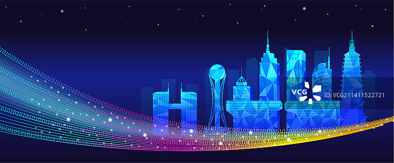 中国江苏常州市城市商务科技城市彩色插画图片素材