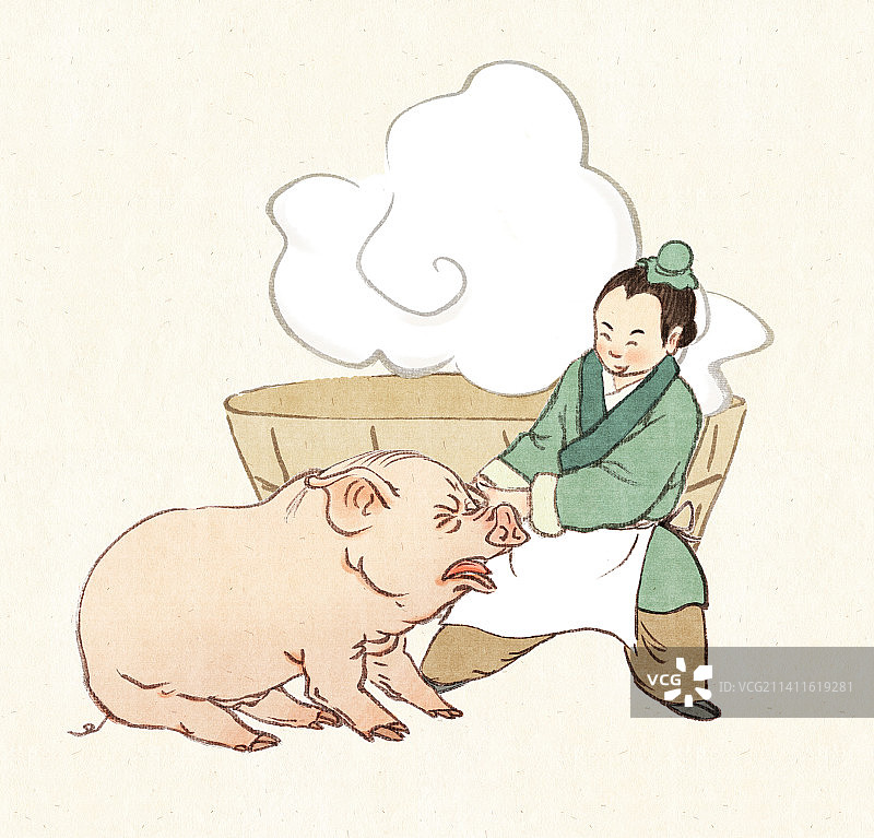 中国古代传统年俗系列之腊月二十六杀年猪图片素材