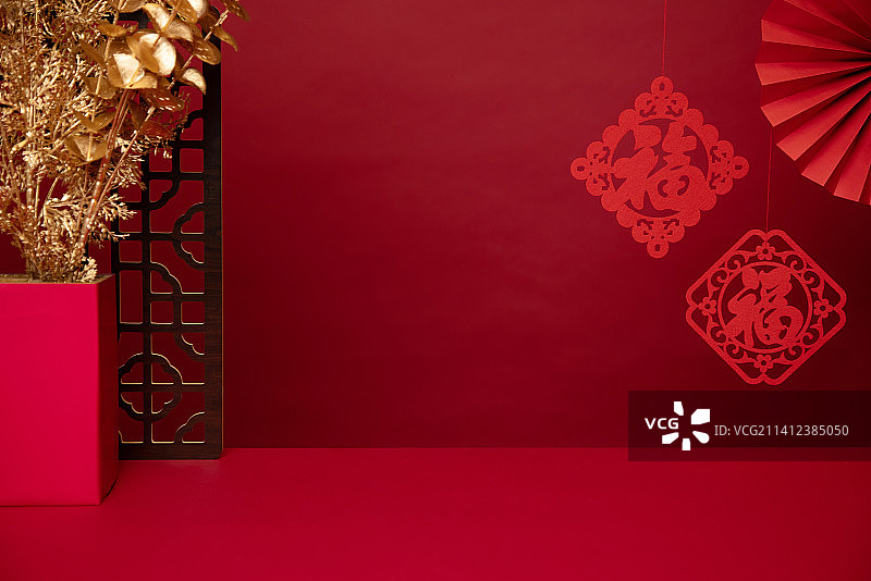 悬挂的福字,中国红,新年,节日气氛图片素材