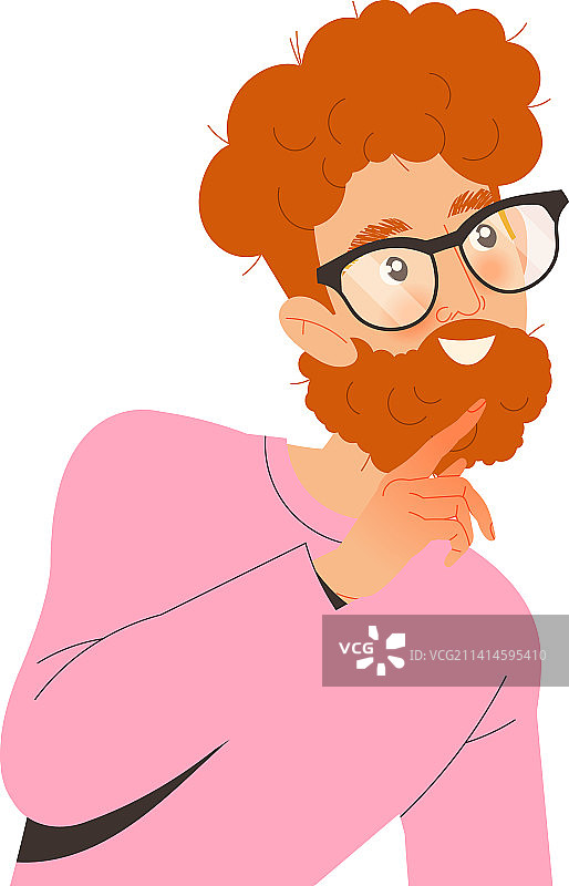 戴眼镜的红发大胡子男人在跟人说话图片素材