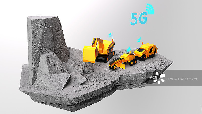 5G无人矿区,C4D场景渲染，矿卡图片素材