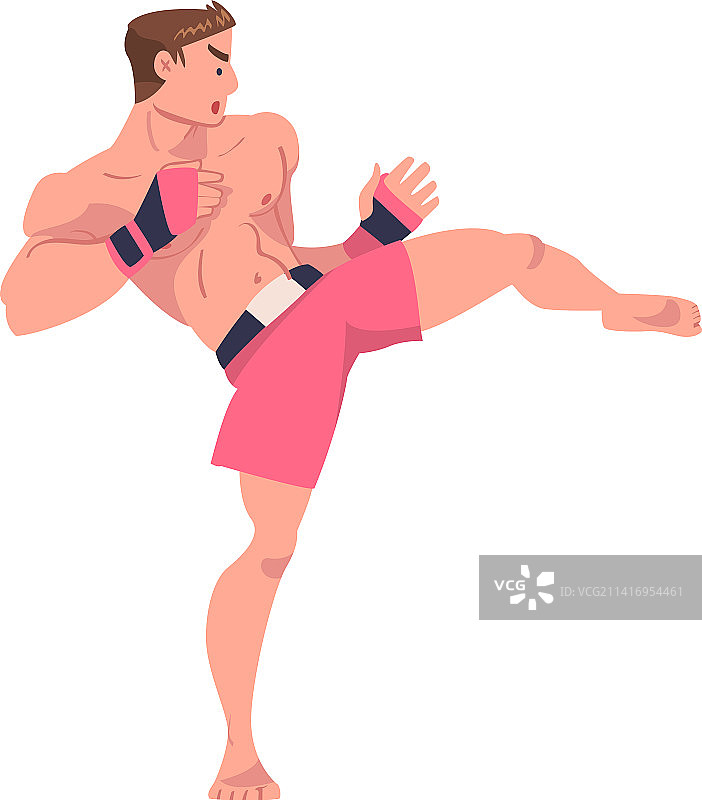 混合格斗与男子拳击手在短裤和图片素材