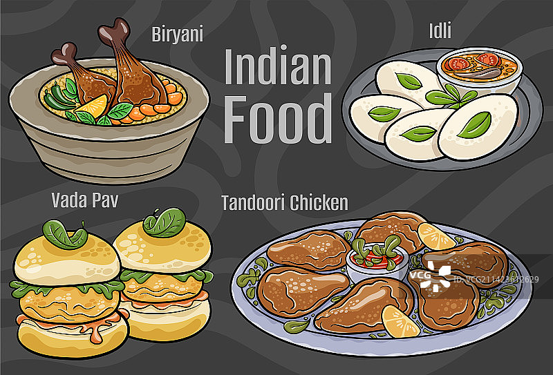 印度菜是一套经典的卡通手菜图片素材