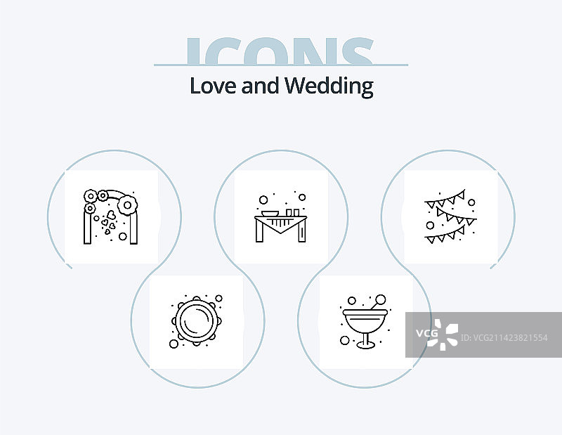 婚礼线路图标包5个图标设计午餐晚餐图片素材