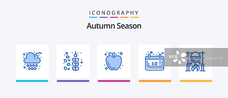 秋天蓝色5图标包包括野餐秋天图片素材