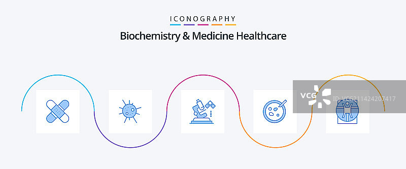 生物化学和医学保健蓝色5图标图片素材