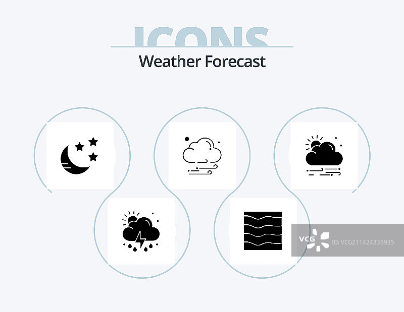 天气字形图标包5个图标设计天气图片素材