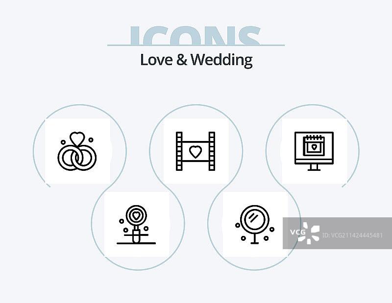 爱情和婚礼线图标包5图标设计图片素材