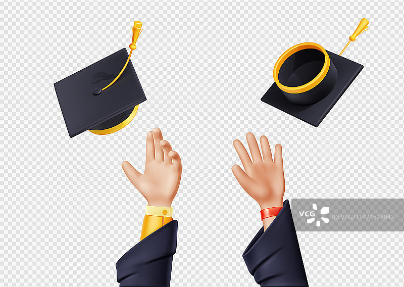 学生们扔掉毕业帽和证书图片素材