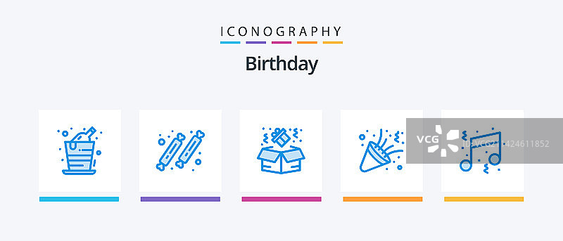 生日蓝色5图标包包括有趣的派对图片素材