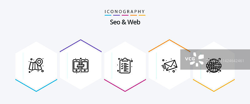 Seo和web 25行图标包包括WWW web图片素材