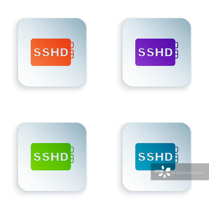 彩色SSHD卡图标孤立在白色背景上图片素材