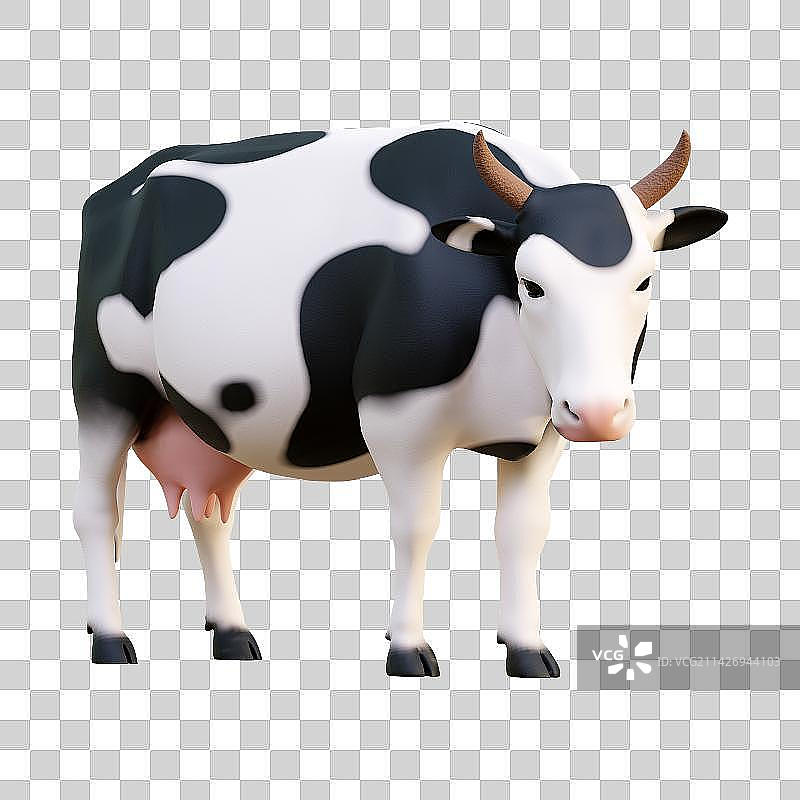 3D渲染卡通风格奶牛免抠元素图片素材