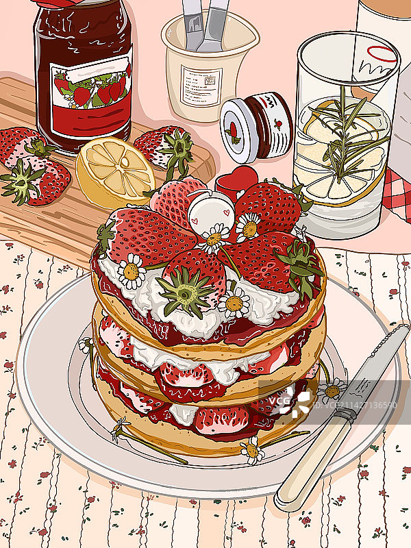 清新草莓蛋糕图片素材