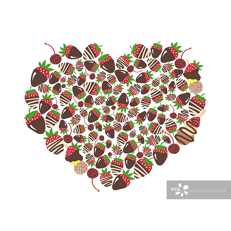 草莓巧克力心形图片素材