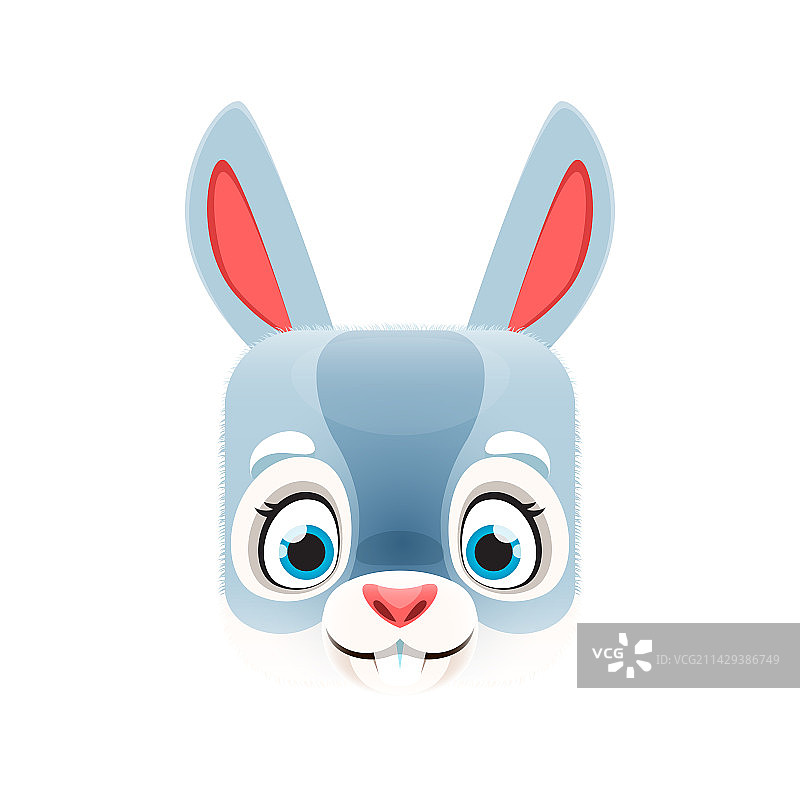 卡通兔子卡哇伊方形动物脸兔子图片素材