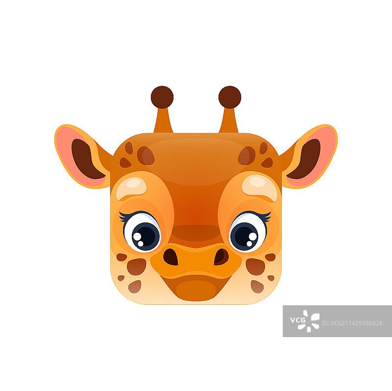 卡通长颈鹿卡哇伊方形婴儿动物脸图片素材