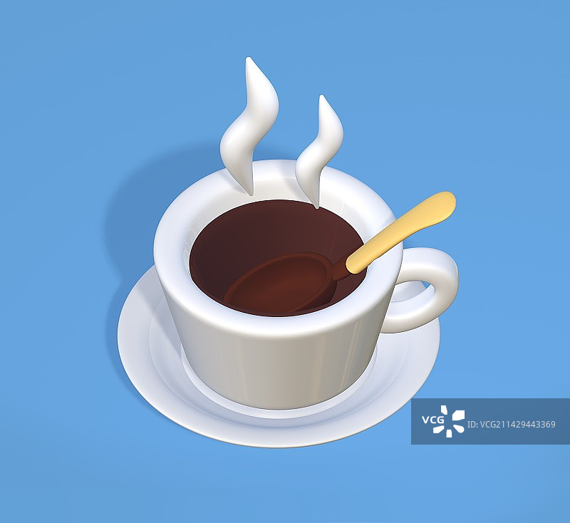 一杯咖啡3D卡通插画图片素材
