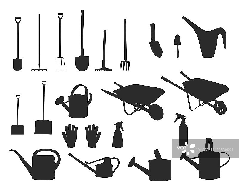 园艺工具剪影园艺工具SVG图片素材