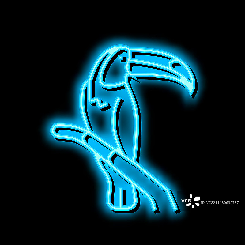 巨嘴鸟在动物园霓虹灯发光图标图片素材