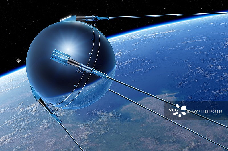 Sputnik 1在地球轨道上，插图图片素材