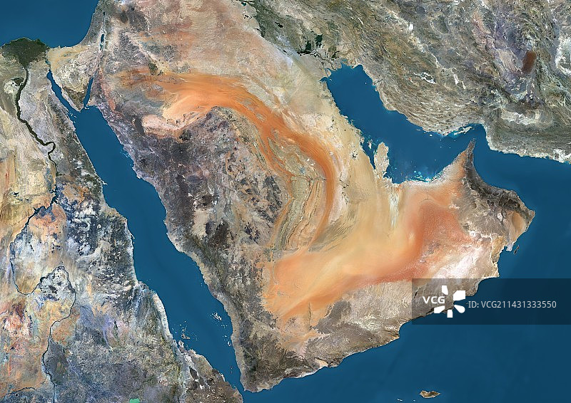 阿拉伯半岛，卫星图像图片素材
